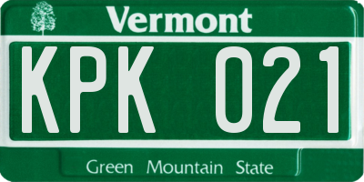 VT license plate KPK021