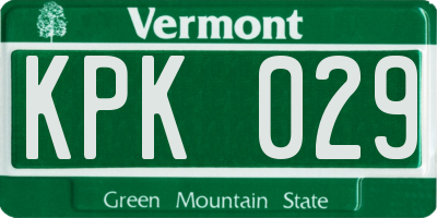 VT license plate KPK029