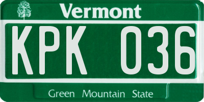 VT license plate KPK036