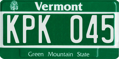 VT license plate KPK045