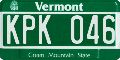 VT license plate KPK046