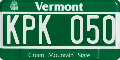 VT license plate KPK050