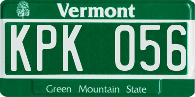VT license plate KPK056