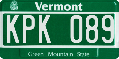 VT license plate KPK089