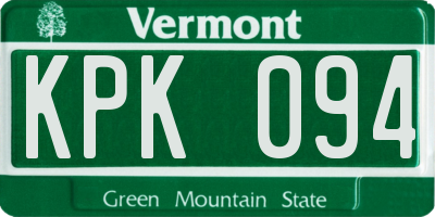 VT license plate KPK094