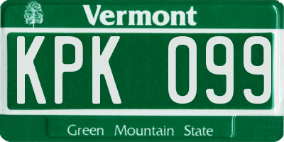 VT license plate KPK099