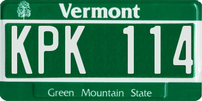 VT license plate KPK114