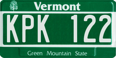 VT license plate KPK122