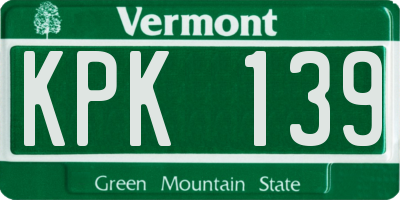 VT license plate KPK139