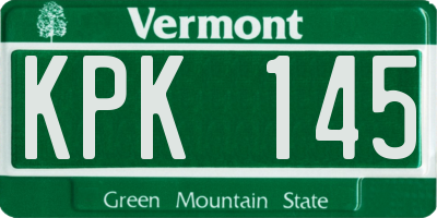VT license plate KPK145