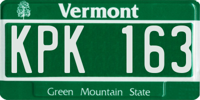 VT license plate KPK163