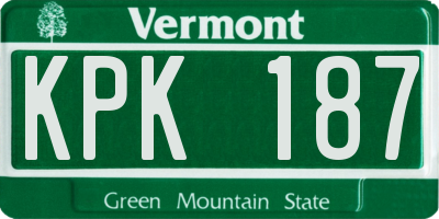 VT license plate KPK187