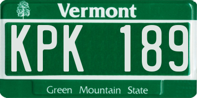 VT license plate KPK189