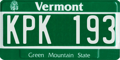 VT license plate KPK193