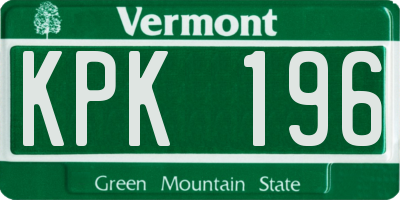 VT license plate KPK196