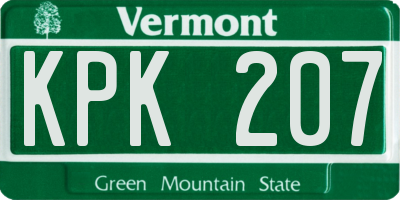 VT license plate KPK207