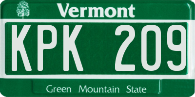 VT license plate KPK209