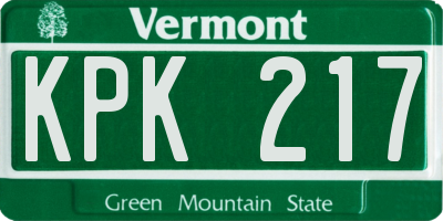 VT license plate KPK217