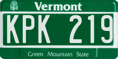 VT license plate KPK219