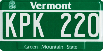 VT license plate KPK220