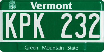 VT license plate KPK232