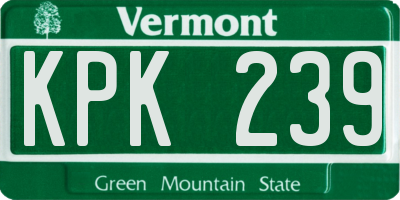 VT license plate KPK239