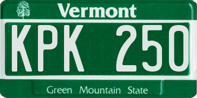 VT license plate KPK250