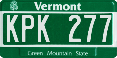 VT license plate KPK277