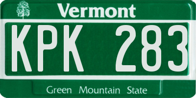 VT license plate KPK283
