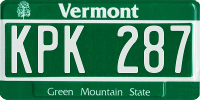 VT license plate KPK287