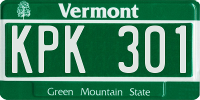 VT license plate KPK301