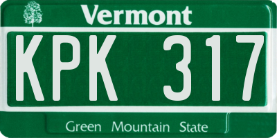 VT license plate KPK317
