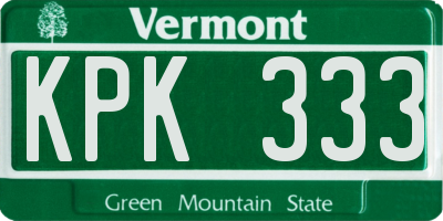 VT license plate KPK333