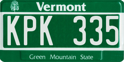 VT license plate KPK335
