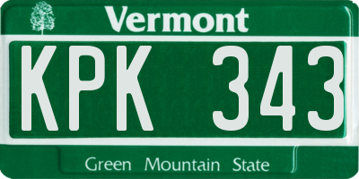 VT license plate KPK343