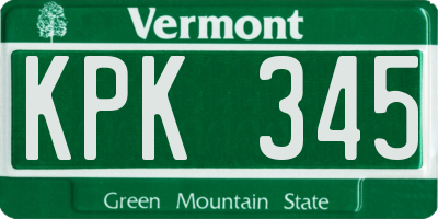 VT license plate KPK345