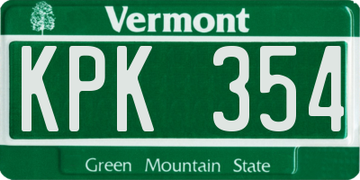VT license plate KPK354