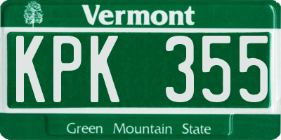 VT license plate KPK355