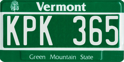 VT license plate KPK365