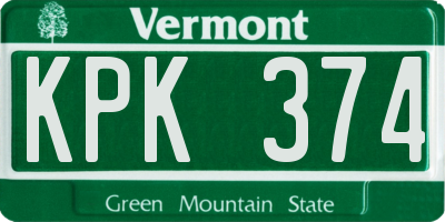 VT license plate KPK374