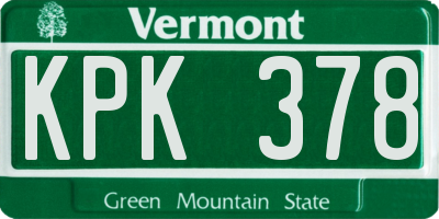 VT license plate KPK378