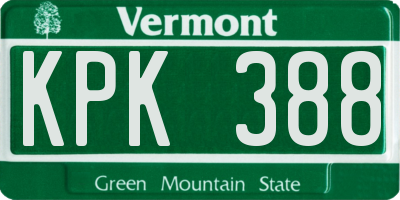 VT license plate KPK388