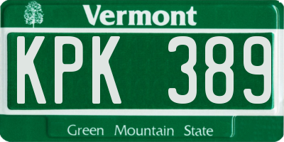 VT license plate KPK389