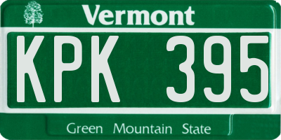 VT license plate KPK395