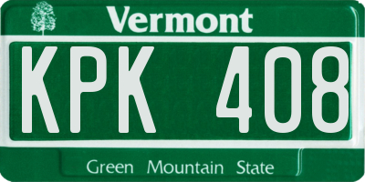 VT license plate KPK408