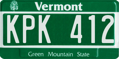 VT license plate KPK412