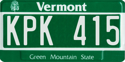 VT license plate KPK415
