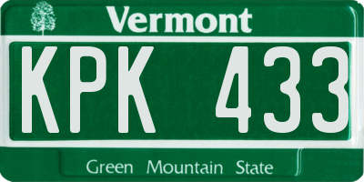 VT license plate KPK433