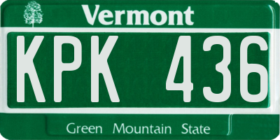 VT license plate KPK436