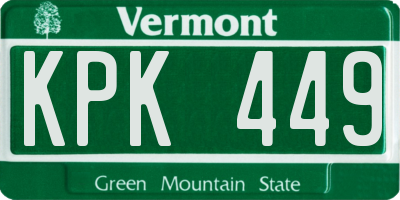 VT license plate KPK449